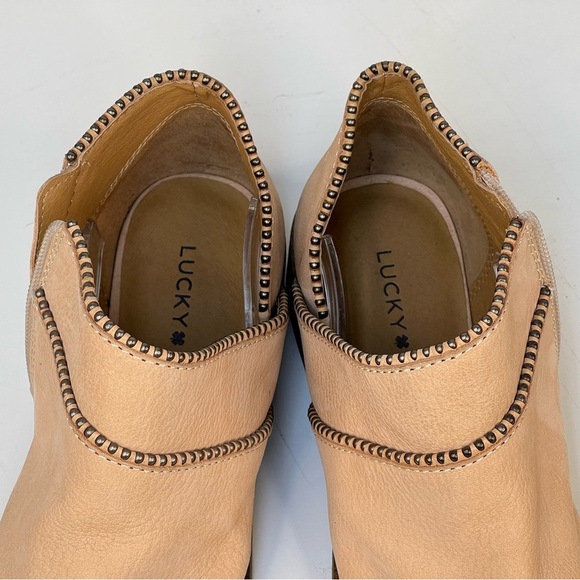 Lucky Brand Booties Beige Leather Ankle Boots Western Cowgirl Boho Cottage 6.5 - Picture 16 of 17